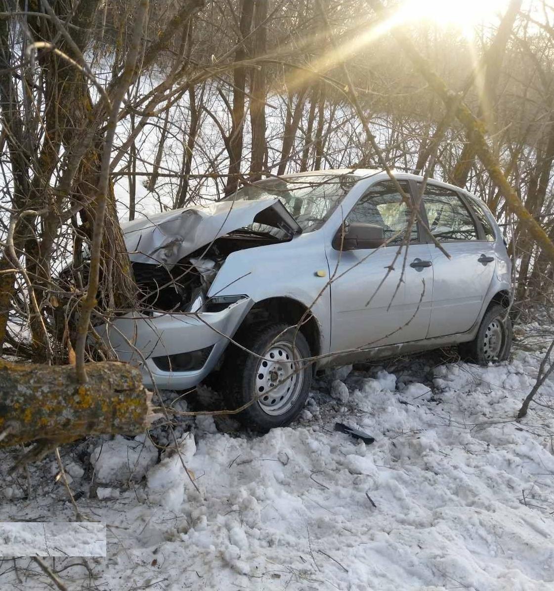 Автоледи на Datsun после ДТП врезалась в дерево