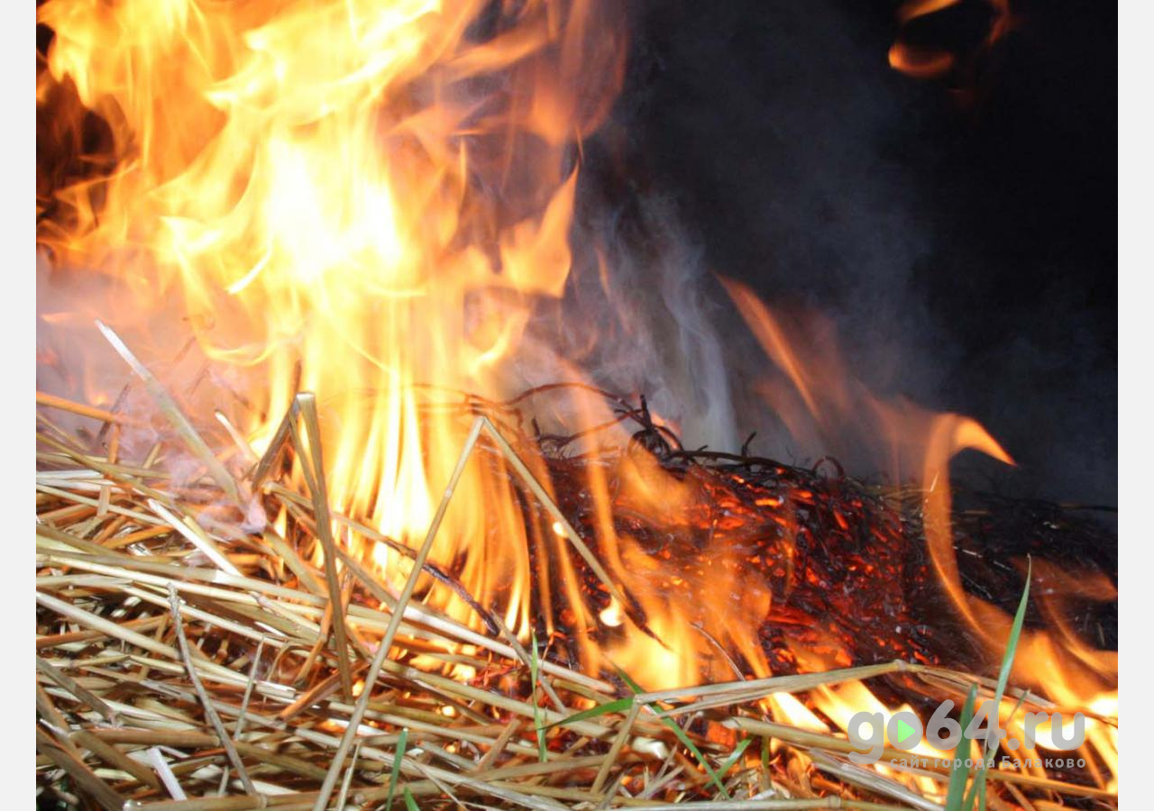 В Балаковском районе сожгли стог сена